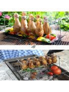 Csirkecomb grilltartó állvány rozsdamentes acélból, BBQ sütéshez és grillezéshez