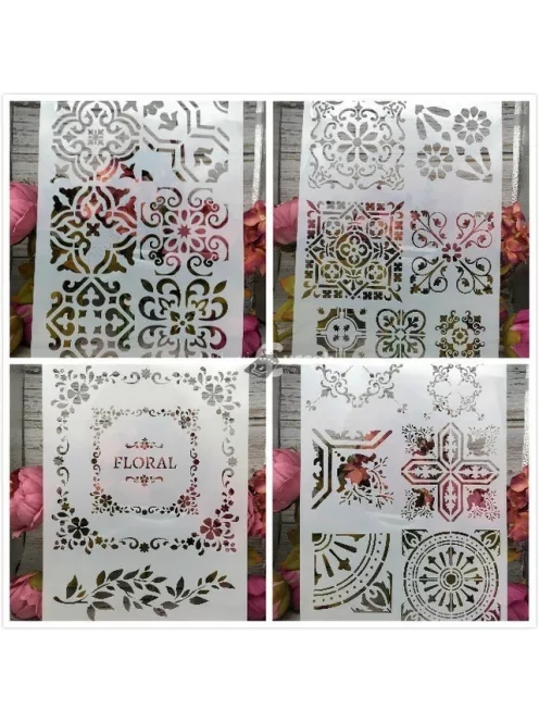 Festősablon készlet, 4 darabos dekorációs sablon szett kreatív festéshez