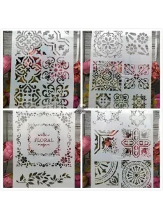   Festősablon készlet, 4 darabos dekorációs sablon szett kreatív festéshez