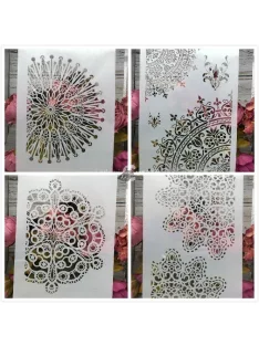   Festősablon készlet, 4 darabos dekorációs sablon szett kreatív festéshez