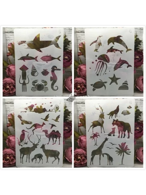 Festősablon készlet, 4 darabos dekorációs sablon szett kreatív festéshez