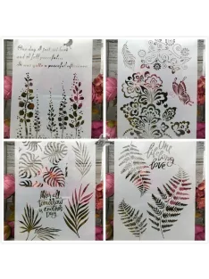   Festősablon készlet, 4 darabos dekorációs sablon szett kreatív festéshez