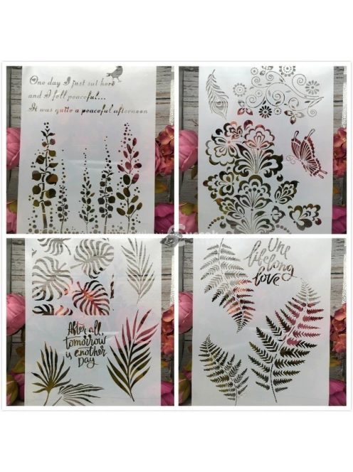 Festősablon készlet, 4 darabos dekorációs sablon szett kreatív festéshez