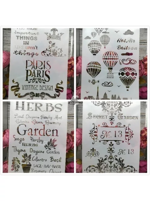 Festősablon készlet, 4 darabos dekorációs sablon szett kreatív festéshez