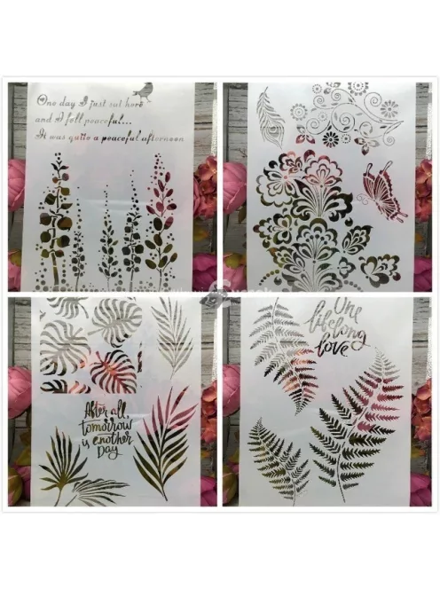 Festősablon készlet, 4 darabos dekorációs sablon szett kreatív festéshez