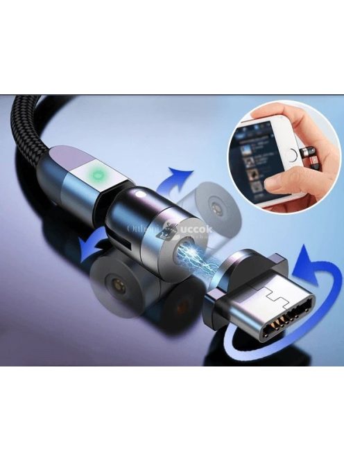 Dupla 360°-os mágneses töltő kábel Android USB-C eszközökhöz