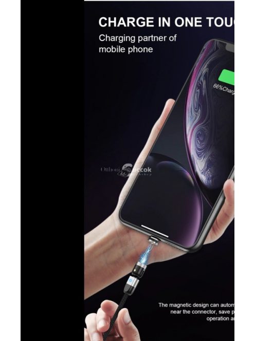 Dupla 360°-os mágneses töltő kábel Android USB-C eszközökhöz