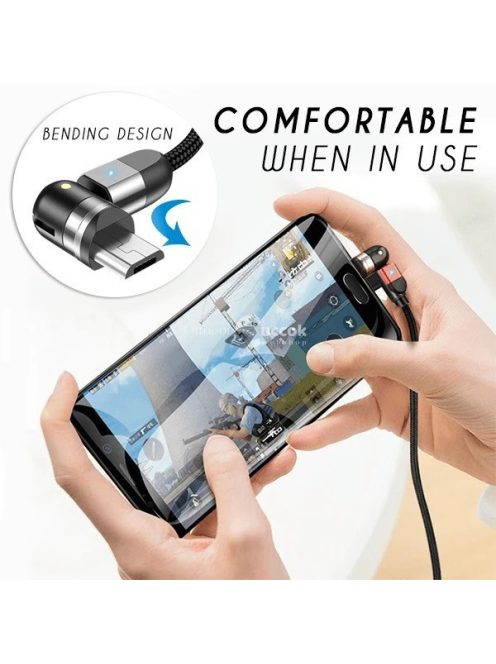Dupla 360°-os mágneses töltő kábel Android USB-C eszközökhöz