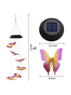   Napelemes világító pillangós szélcsengő kültéri dekorációhoz
