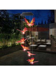   Napelemes világító pillangós szélcsengő kültéri dekorációhoz