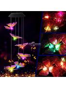 Napelemes világító pillangós szélcsengő kültéri dekorációhoz