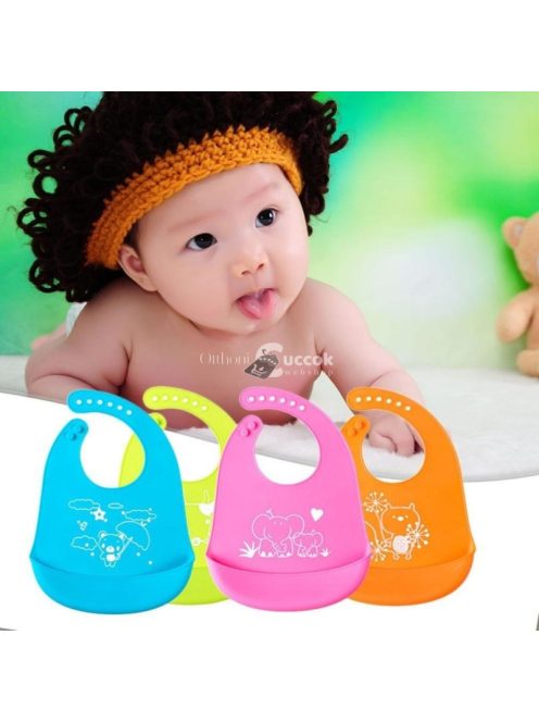 Szilikon, színes előke Zöld - Könnyen tisztítható, babaetetéshez ideális