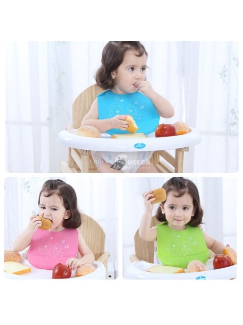 Szilikon, színes előke Zöld - Könnyen tisztítható, babaetetéshez ideális