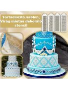 Virág Mintás Tortadíszítő Sablon Készlet (4 db) - Sütéshez és Dekoráláshoz