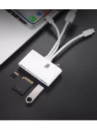 Multifunkcionális kártyaolvasó háromféle USB adatkábellel, adatátvitelhez és eszközök csatlakoztatásához