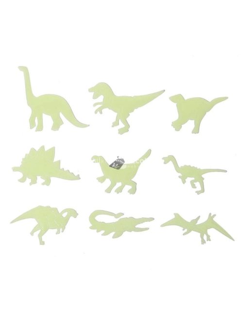 Világító dinoszaurusz formájú faldísz szett (9 darab) gyerekszobába