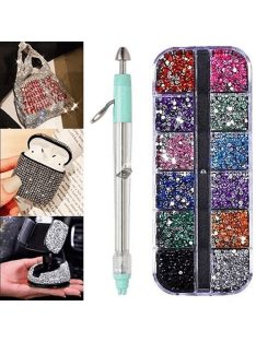   Dekorációs készlet 2000 darab díszítő strasszkővel és applikátor eszközzel kreatív díszítéshez