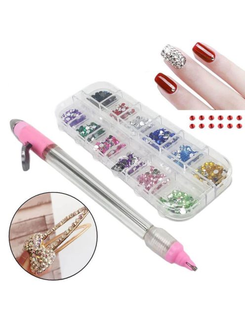 Dekorációs készlet 2000 darab díszítő strasszkővel és applikátor eszközzel kreatív díszítéshez