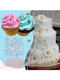   Tortadíszítő készlet, Tortadísz fondant forma készlet, 33 darabos dekoráló szett tortákhoz és süteményekhez