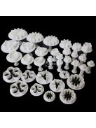 Tortadíszítő készlet, Tortadísz fondant forma készlet, 33 darabos dekoráló szett tortákhoz és süteményekhez