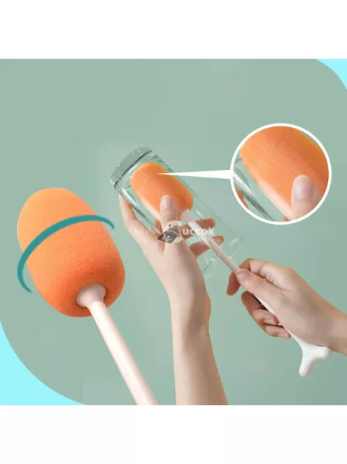 Hosszúnyelű kulacs- és palacktisztító szivacs, pezsgős és alkalmi poharakhoz, kék színben