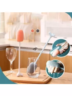   Hosszúnyelű kulacs- és palacktisztító szivacs, pezsgős és alkalmi poharakhoz, kék színben