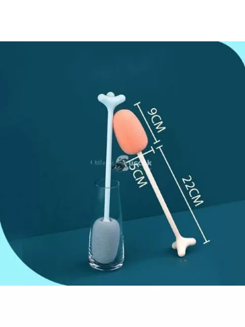 Hosszúnyelű kulacs- és palacktisztító szivacs, pezsgős és alkalmi poharakhoz, kék színben