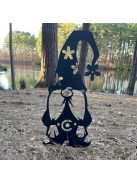 Mókás kerti törpék Nagy, virágos sapkás dekoráció kertbe és udvarra