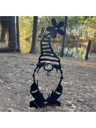 Mókás kerti törpék Nagy, virágos sapkás dekoráció kertbe és udvarra