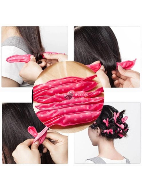 Rózsaszín Rugalmas Habszivacs Hajcsavarók Készlet (10 db) - Kíméletes Hajformázásra