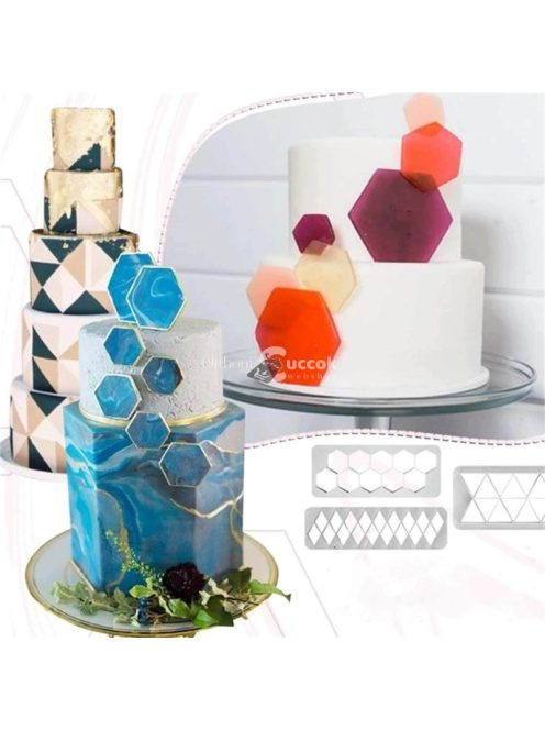 Geometriai tortadíszítő forma készlet - Rombusz alakú (3 darabos)