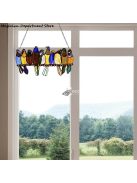 Színes, festett műanyag dekorációs madarak készlet, 7 darabos