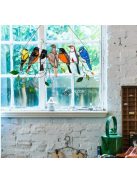 Színes, festett műanyag dekorációs madarak készlet, 7 darabos