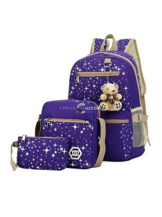   Iskolatáska szett 3 db - Hátizsák, oldaltáska és kozmetikai-neszesszer táska diákoknak