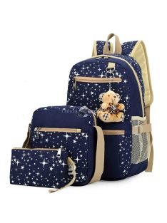   Iskolatáska szett 3 db - Hátizsák, oldaltáska és kozmetikai-neszesszer táska diákoknak