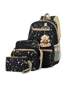   Iskolatáska szett 3 db - Hátizsák, oldaltáska és kozmetikai-neszesszer táska diákoknak