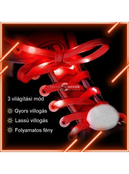 Világító LED-es Cipőfűző – Divatos és Látványos Kiegészítő Sportcipőkhöz és Parti Ruházathoz