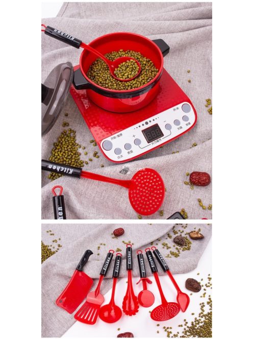 Konyhai játék szett gyerekeknek, piros színben