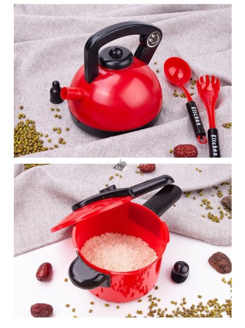 Konyhai játék szett gyerekeknek, piros színben