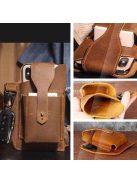 Retro bőr övtáska, férfi divatkiegészítő kávé színben