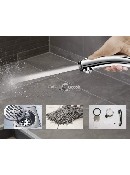 Arany színű 3 üzemmódú zuhanyfej és zuhanyrózsa fürdőszobai használatra