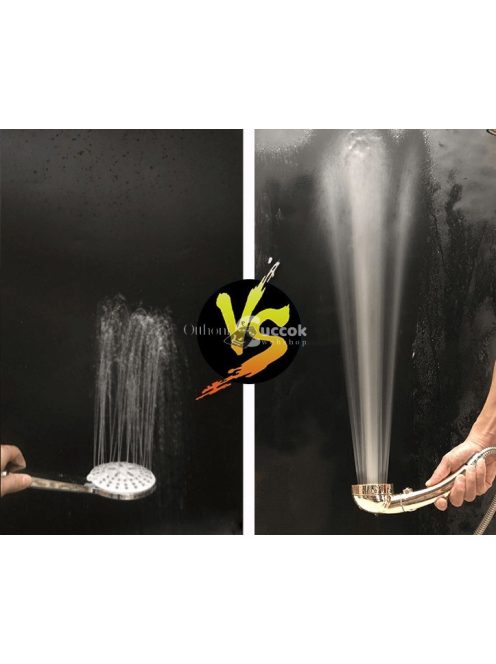 Arany színű 3 üzemmódú zuhanyfej és zuhanyrózsa fürdőszobai használatra