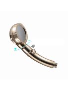 Arany színű 3 üzemmódú zuhanyfej és zuhanyrózsa fürdőszobai használatra