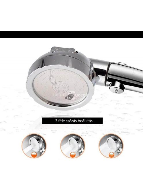 Arany színű 3 üzemmódú zuhanyfej és zuhanyrózsa fürdőszobai használatra