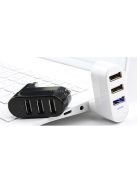 3 Portos USB 2.0 HUB forgatható fejjel, Fehér színű, többeszközös csatlakoztatáshoz