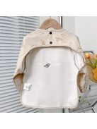 Vízálló hosszú ujjú bézs előke ruha babáknak étkezéshez és játékhoz