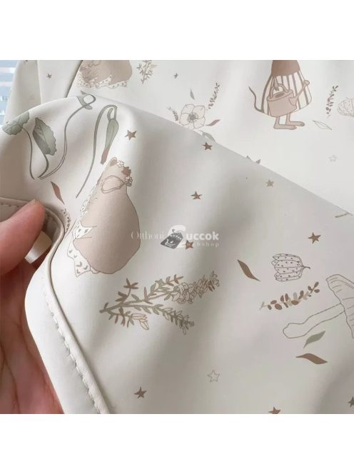 Vízálló hosszú ujjú bézs előke ruha babáknak étkezéshez és játékhoz