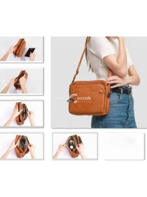 Barna női valódi bőr kézitáska elegáns megjelenéshez