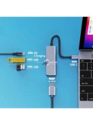 C típusú USB Hub 3.0 – 4 portos, 4K HDMI csatlakozással, többeszközös kompatibilitás