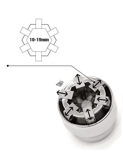 Állítható csőkulcs fej 10-19 mm vízvezeték-szereléshez és karbantartáshoz